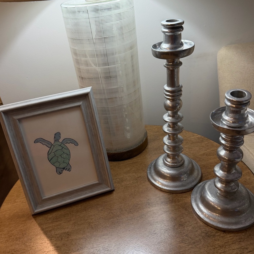 Vintage Silver-Tone Candlesticks | Hecho en México | Mid-Century Home Décor